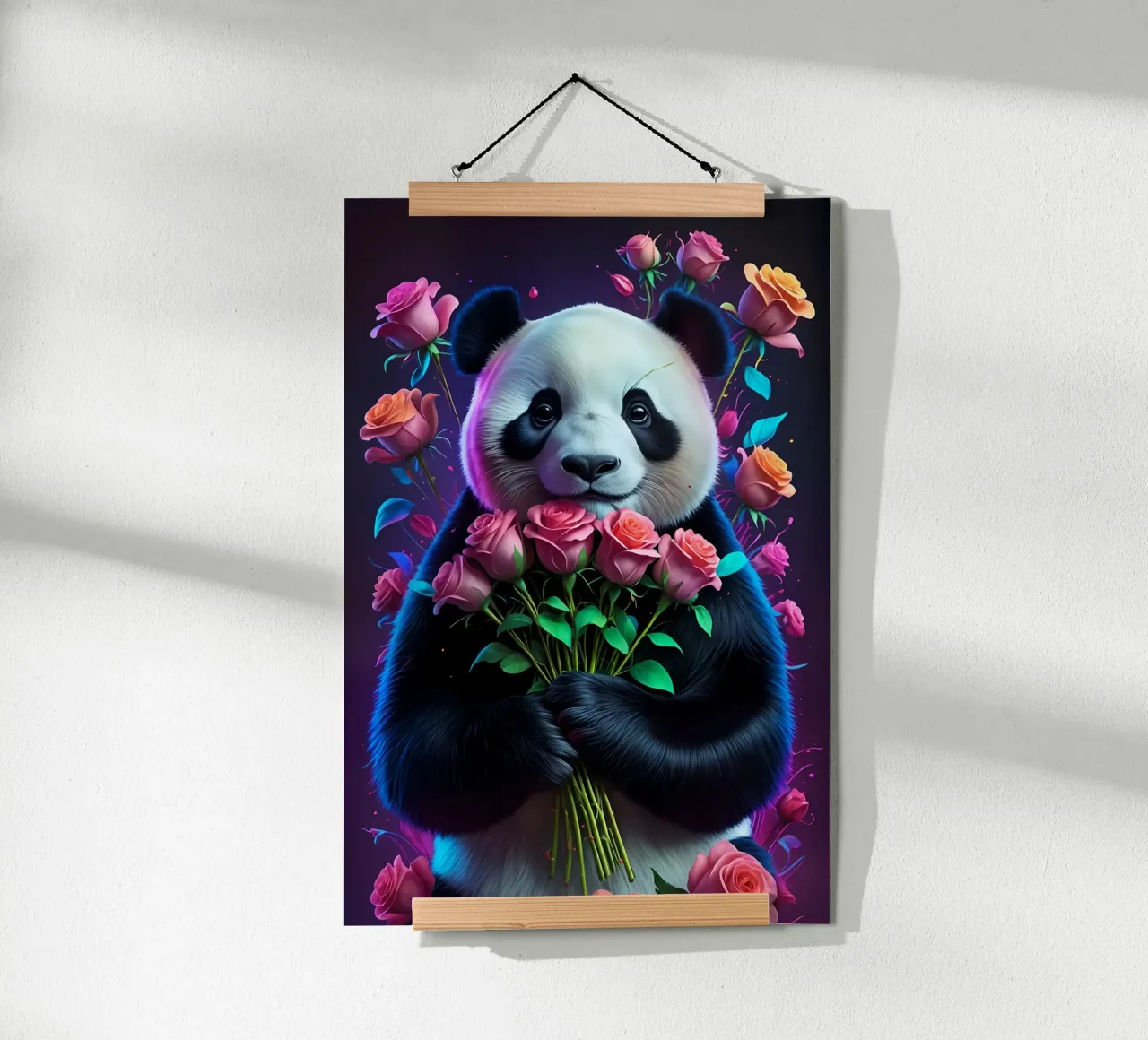 Panda con rose carta hahnemühle da MakArena