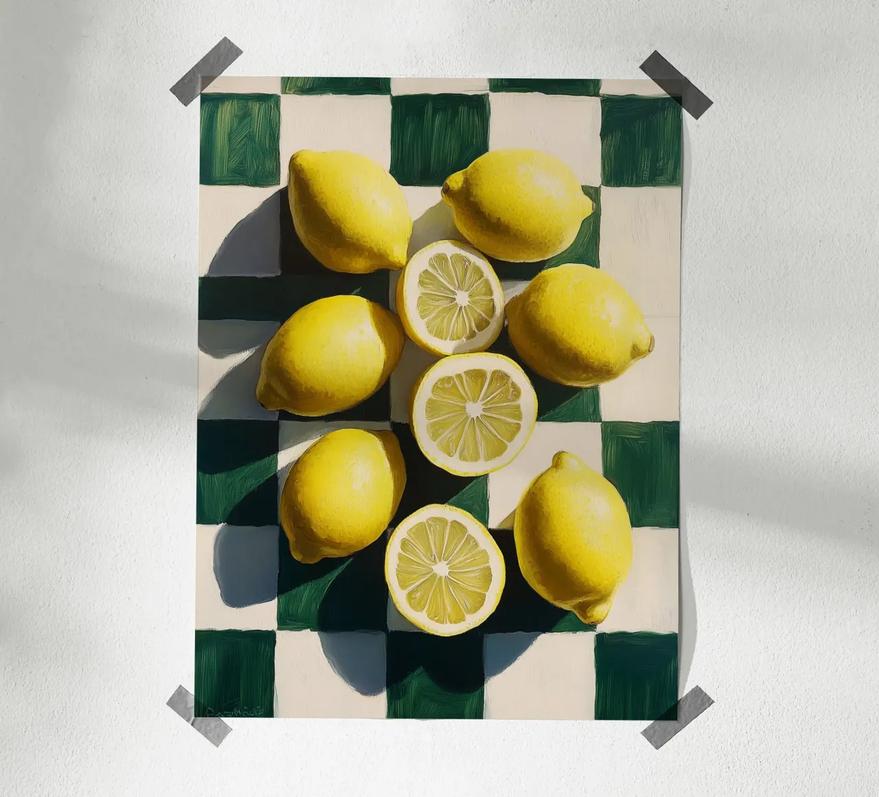 Limoni su una scacchiera poster da Spice & Style