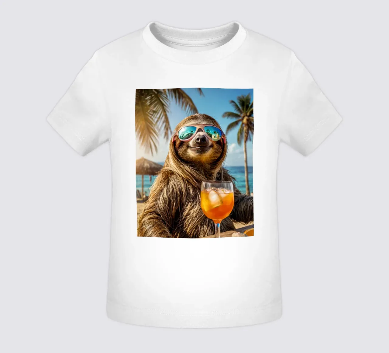 Bradipo al bar della spiaggia con un cocktail maglietta neonato da SlothStella