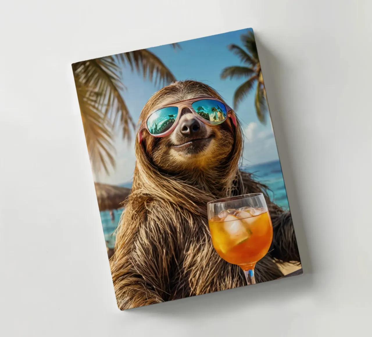 Sloth in the beach bar with a cocktail notebook by SlothStella