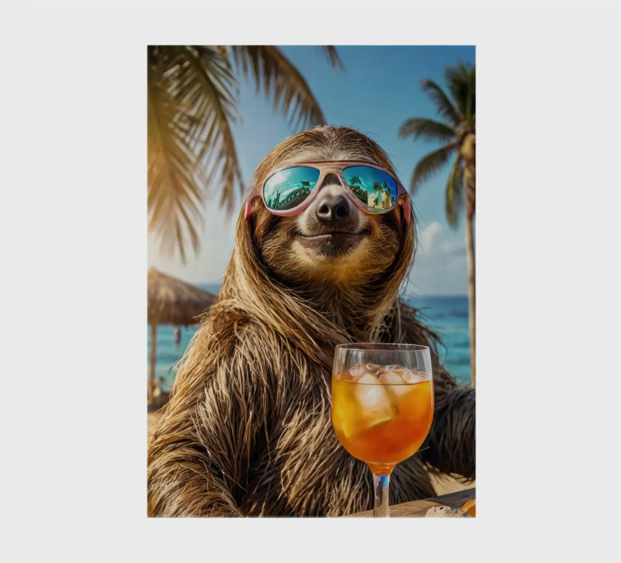 Sloth in the beach bar with a cocktail notebook by SlothStella