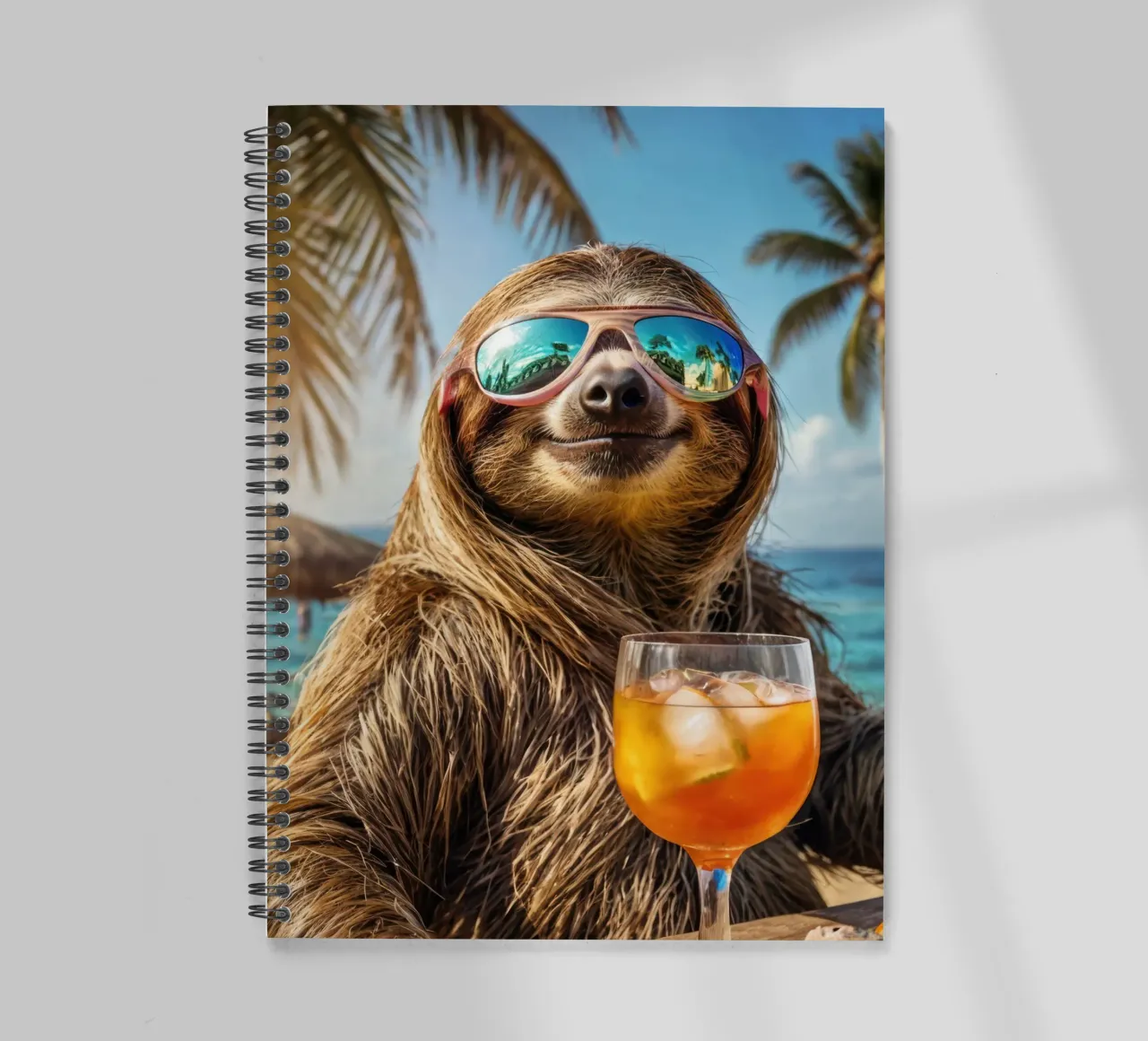 Sloth in the beach bar with a cocktail spiral notebook by SlothStella