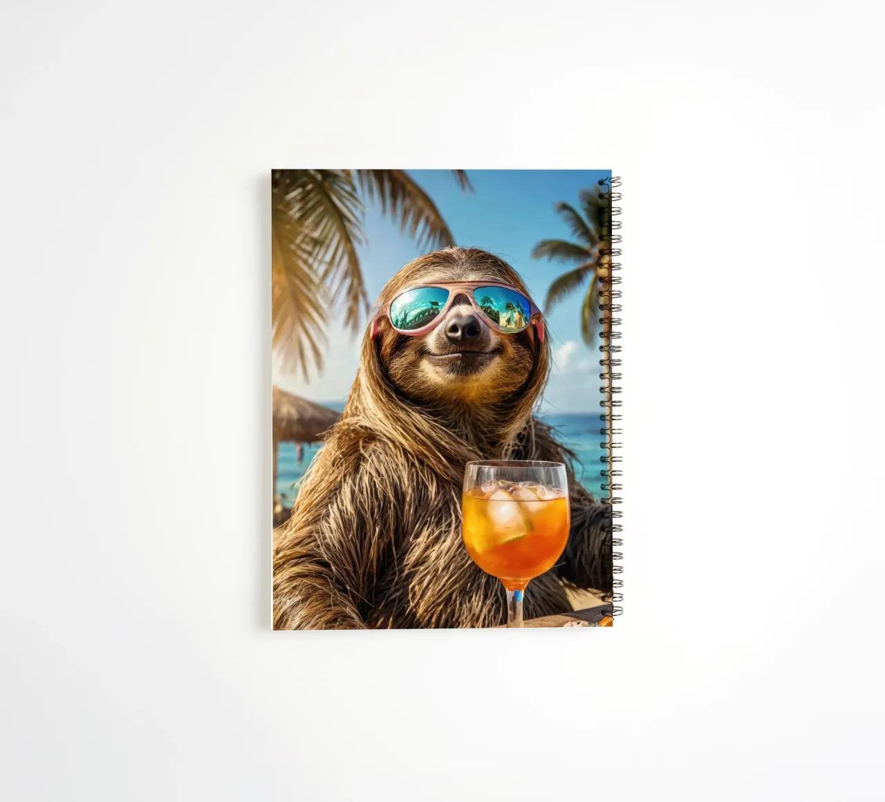 Sloth in the beach bar with a cocktail spiral notebook by SlothStella