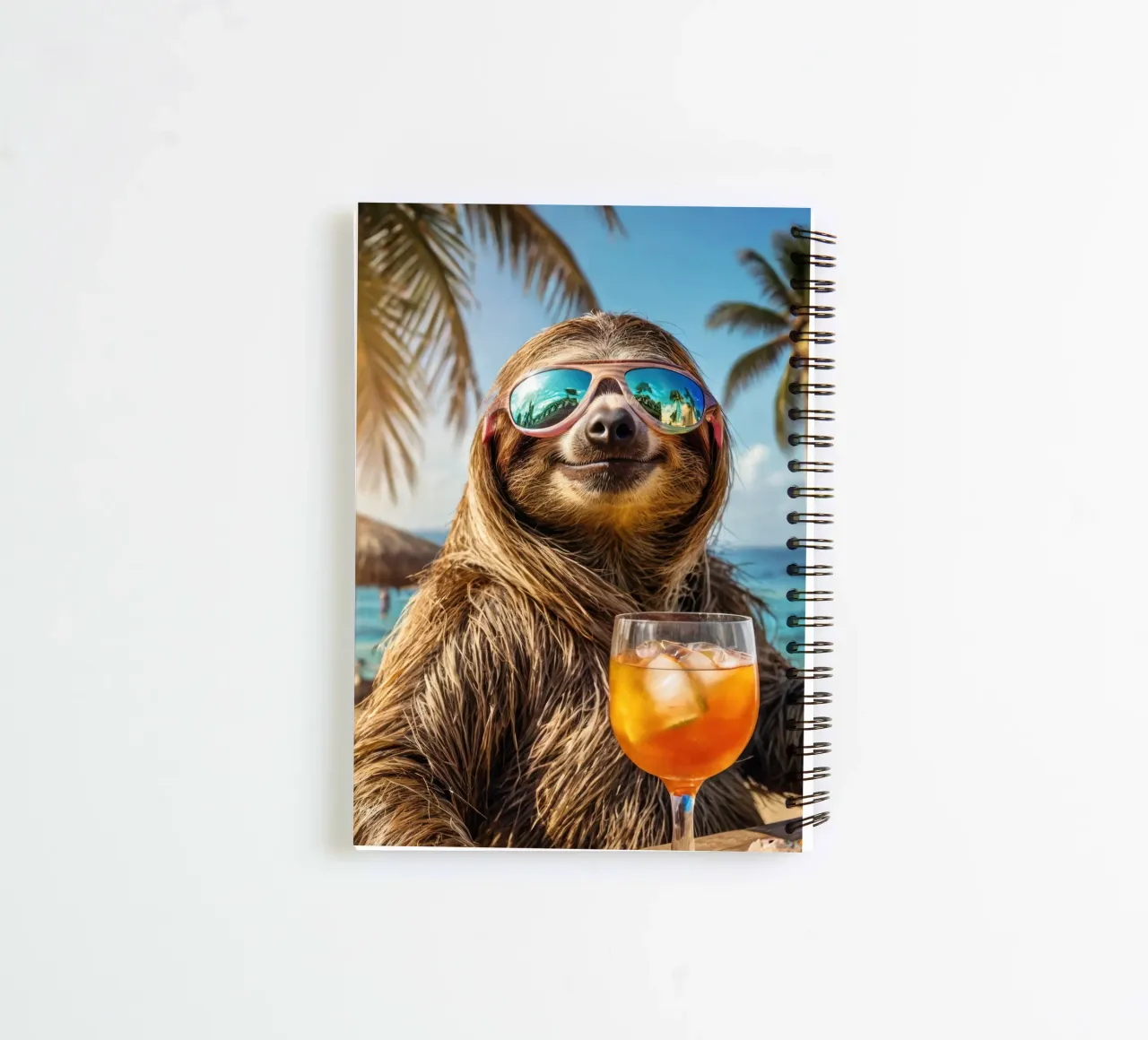 Sloth in the beach bar with a cocktail spiral notebook by SlothStella