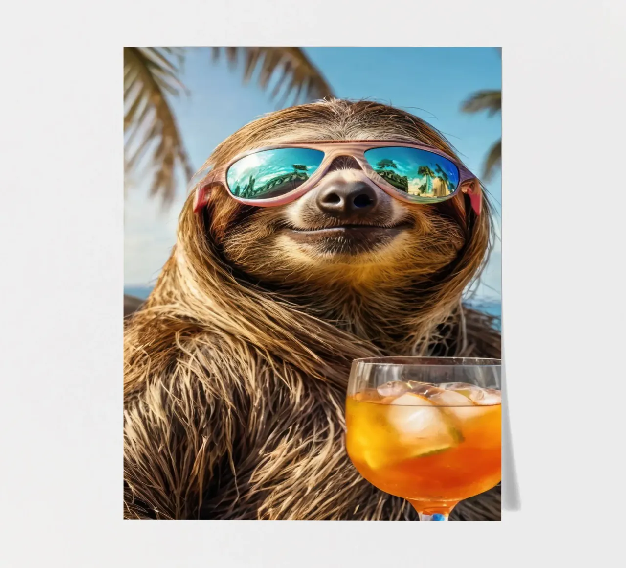 Sloth in the beach bar with a cocktail sticker sheet by SlothStella