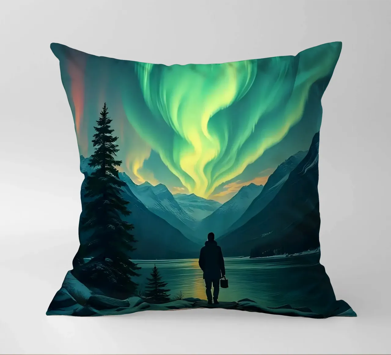 Aurora boreale_1 cuscino da Fantasie & Mystikwelten by LK