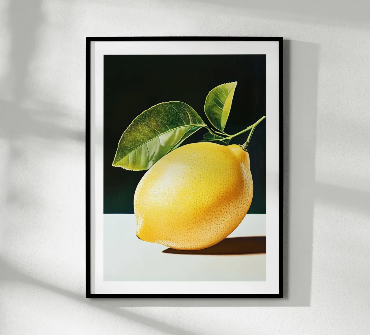 Limone brillante poster con telaio in legno da Spice & Style