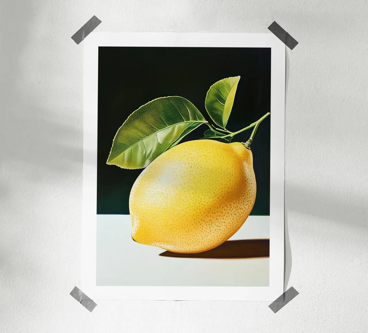 Limone brillante poster con telaio in legno da Spice & Style