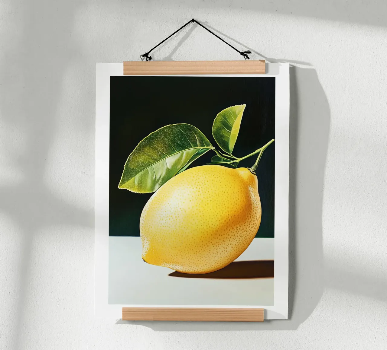 Limone brillante poster con telaio in legno da Spice & Style