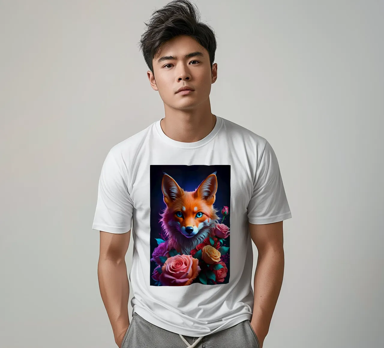 Fox with roses t-shirt by MakArena