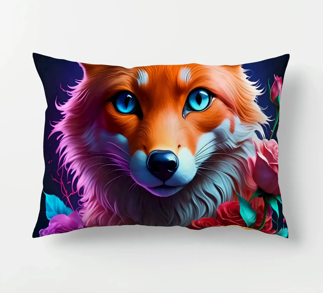 Fox with roses decorative cushion by MakArena