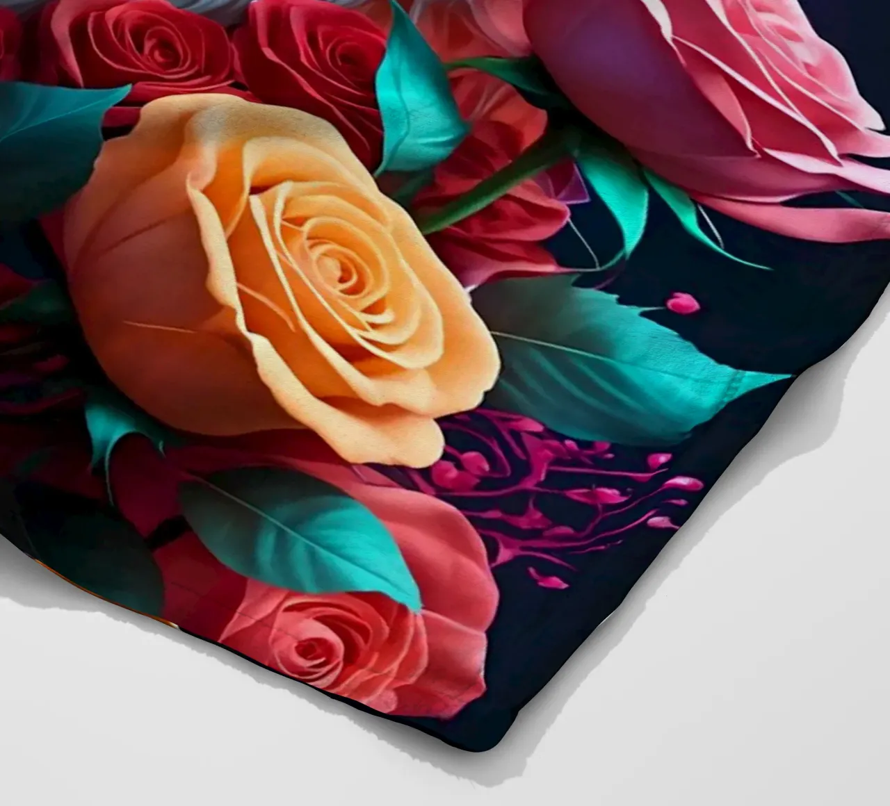 Fox with roses fleece blanket by MakArena