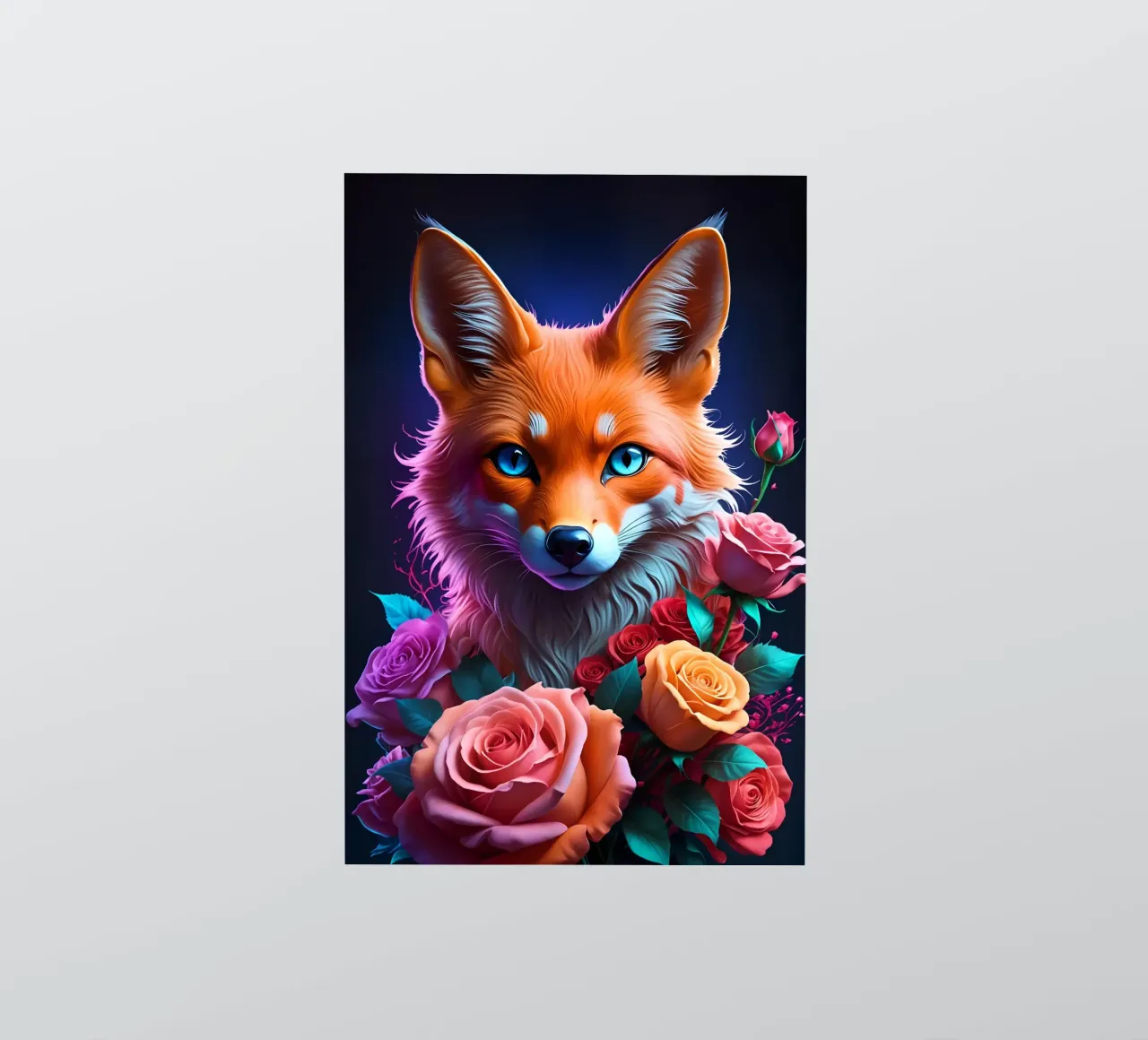 Fox with roses sticker by MakArena