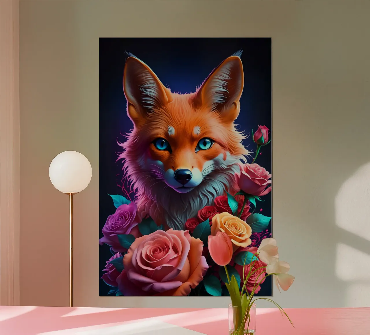 Fox with roses poster by MakArena