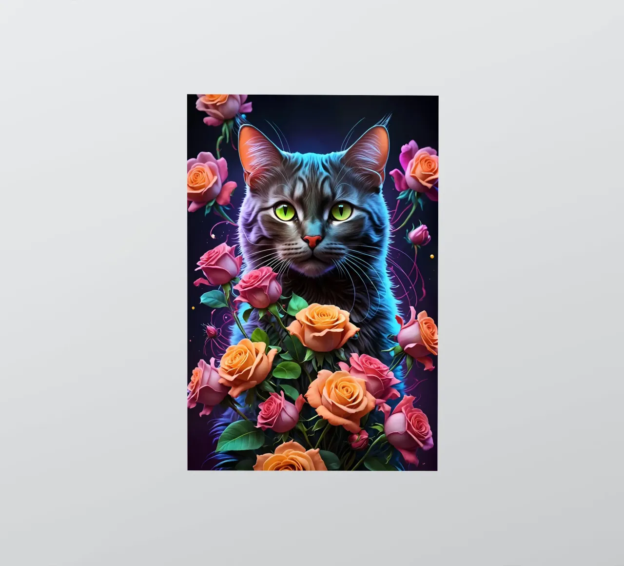 Cat with roses sticker by MakArena