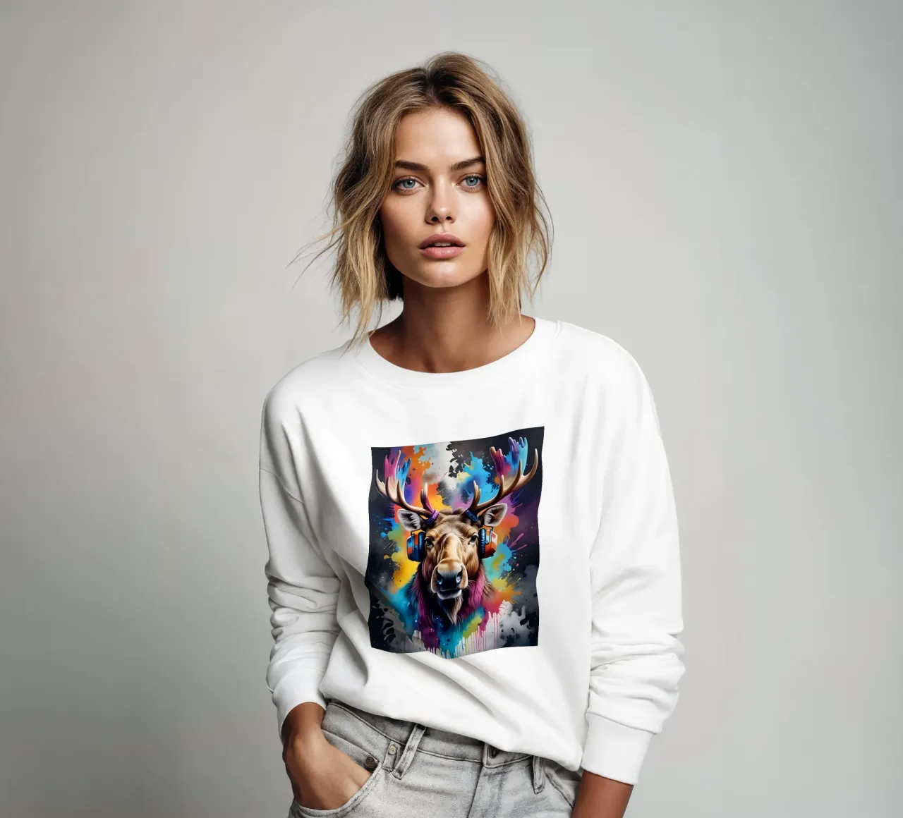 Elch mit Kopfhörer Sweatshirt von MakArena