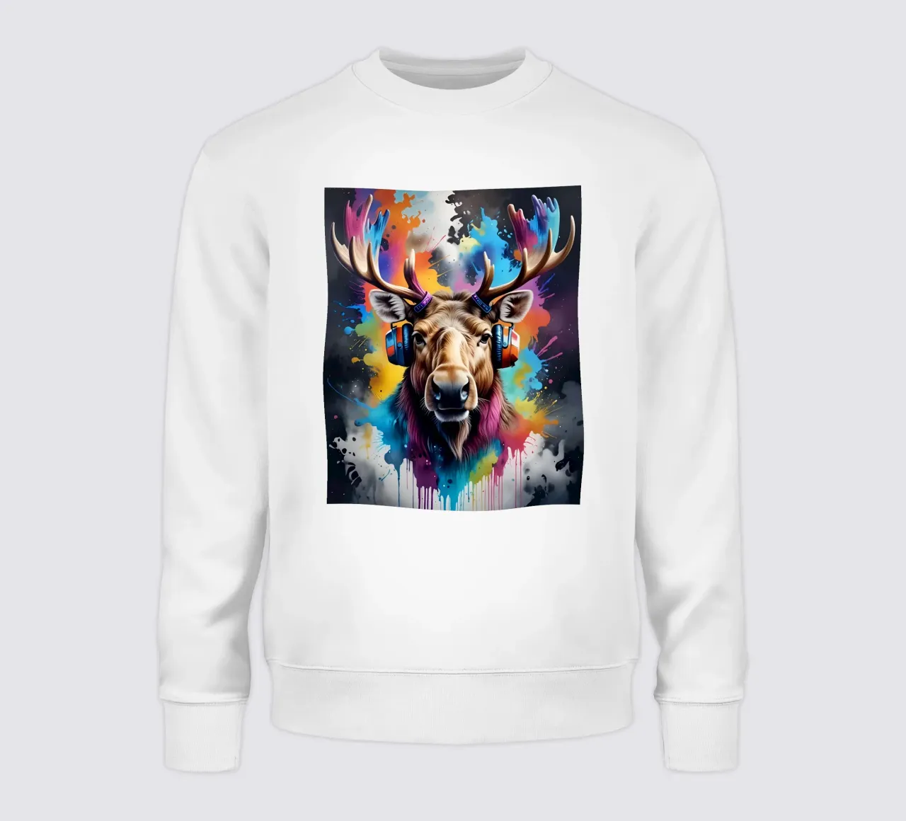 Moose in headphones sweatshirt by MakArena