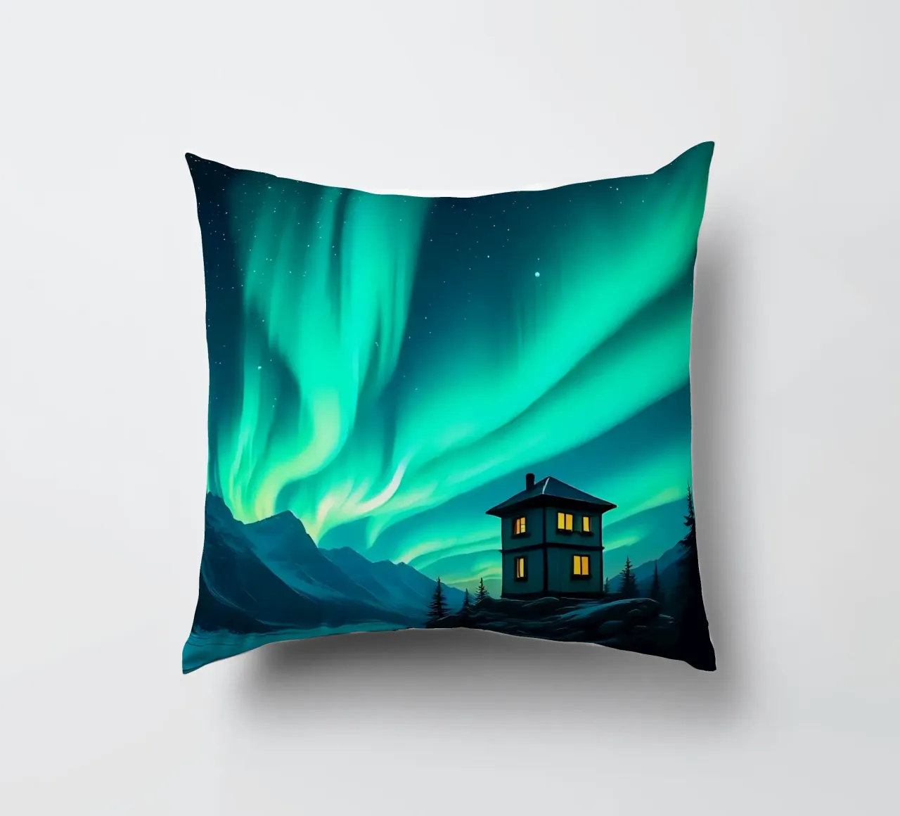 Aurora boreale_3 cuscino da Fantasie & Mystikwelten by LK