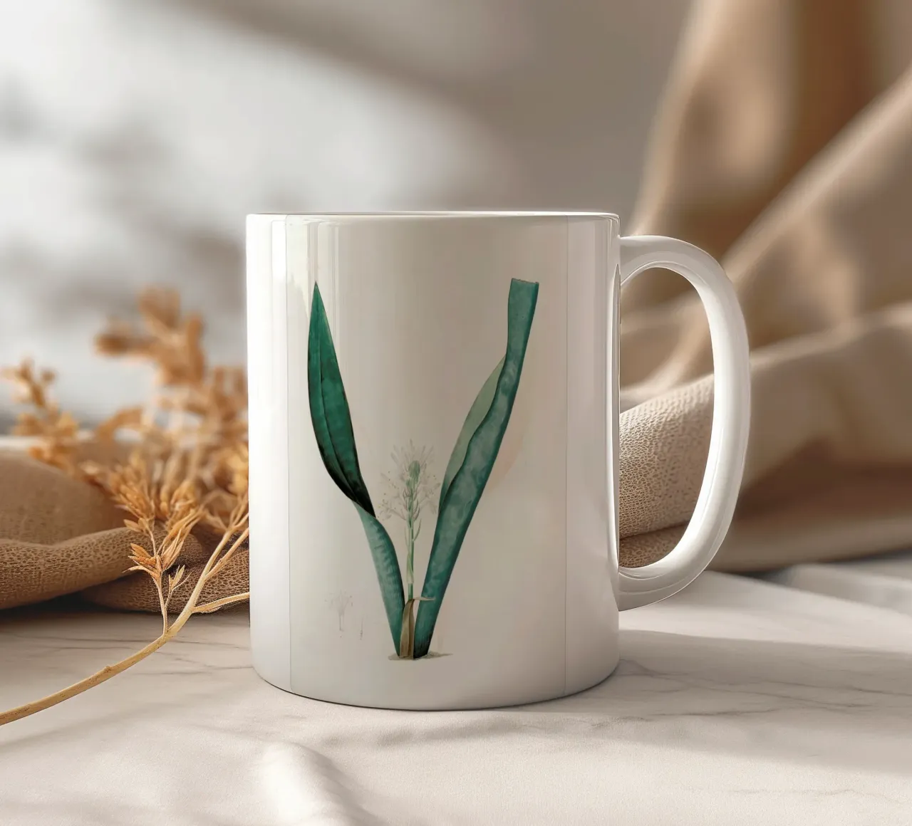 Sanseviera guineensis, African Hemp - Pierre Joseph ceramic mug by Artokoloro Quint Lox Ltd