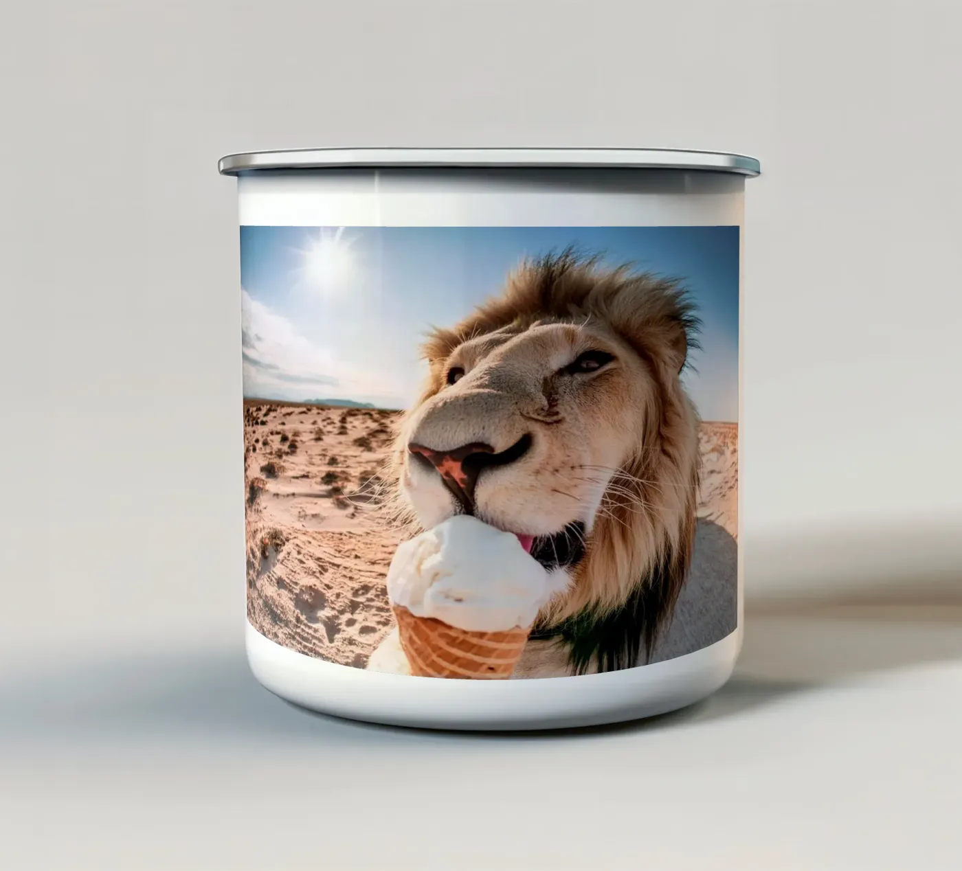 refreshing enamel mug by rafael campezato