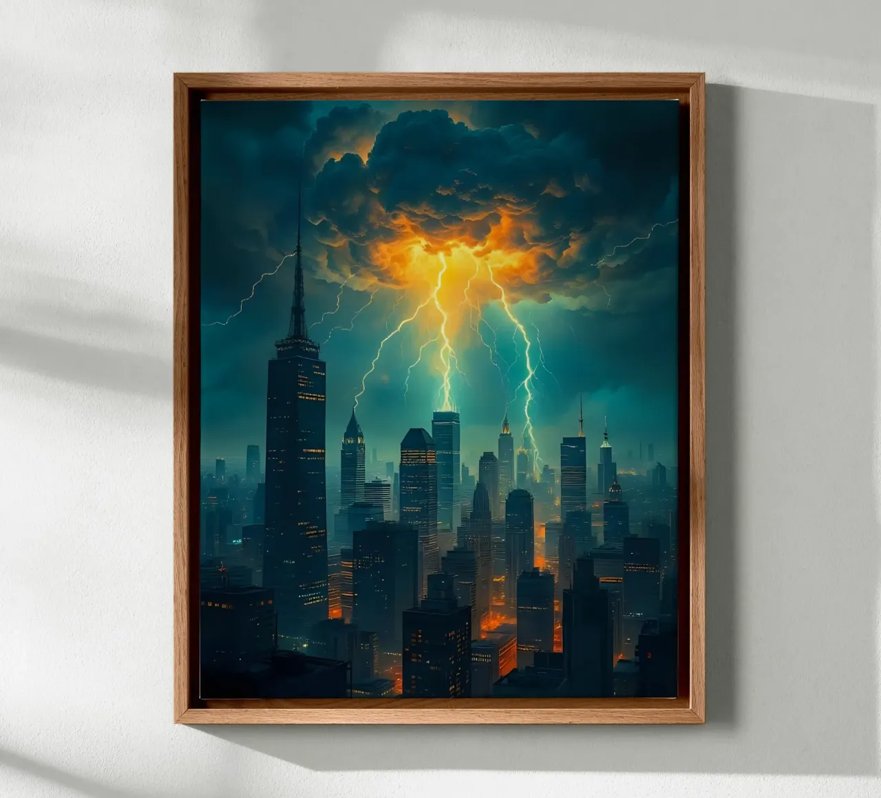 Onweer boven de stad_2 canvas met Baklijst van Fantasie & Mystikwelten by LK