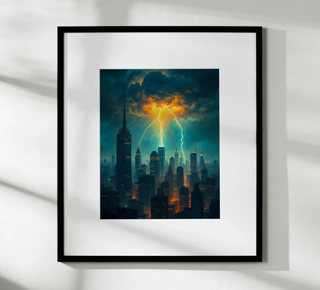 Temporale sulla città_2 poster con telaio in plastica da Fantasie & Mystikwelten by LK