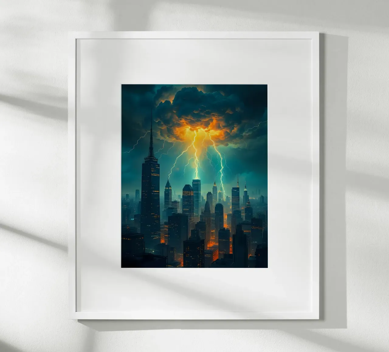 Temporale sulla città_2 poster con telaio in plastica da Fantasie & Mystikwelten by LK