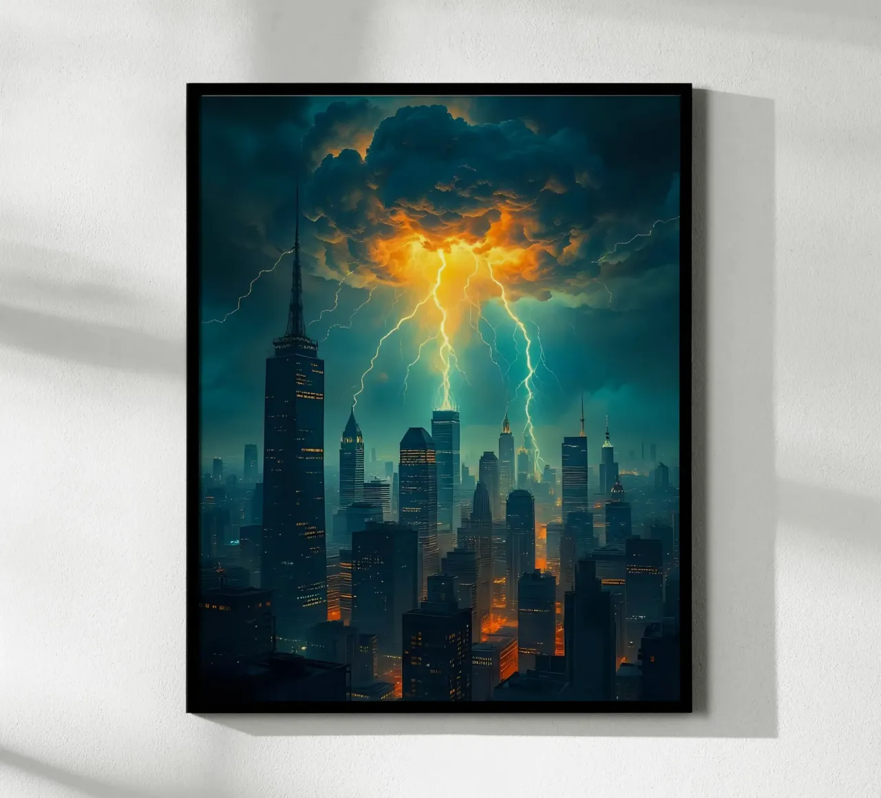 Temporale sulla città_2 poster con telaio in plastica da Fantasie & Mystikwelten by LK