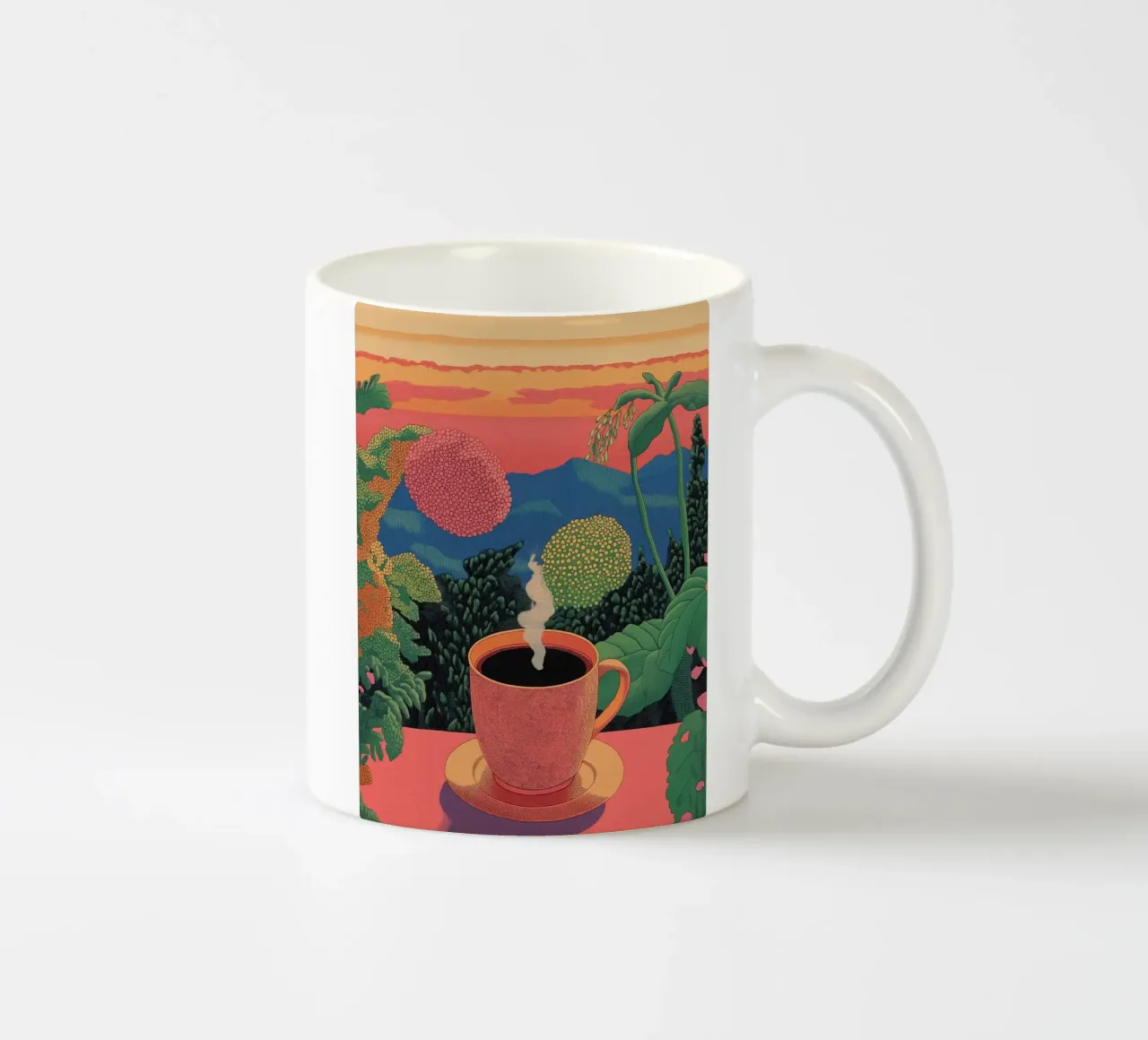 Caffè e fuga nella giungla | Elegante foresta tropicale botanica tazza in ceramica da Kaji