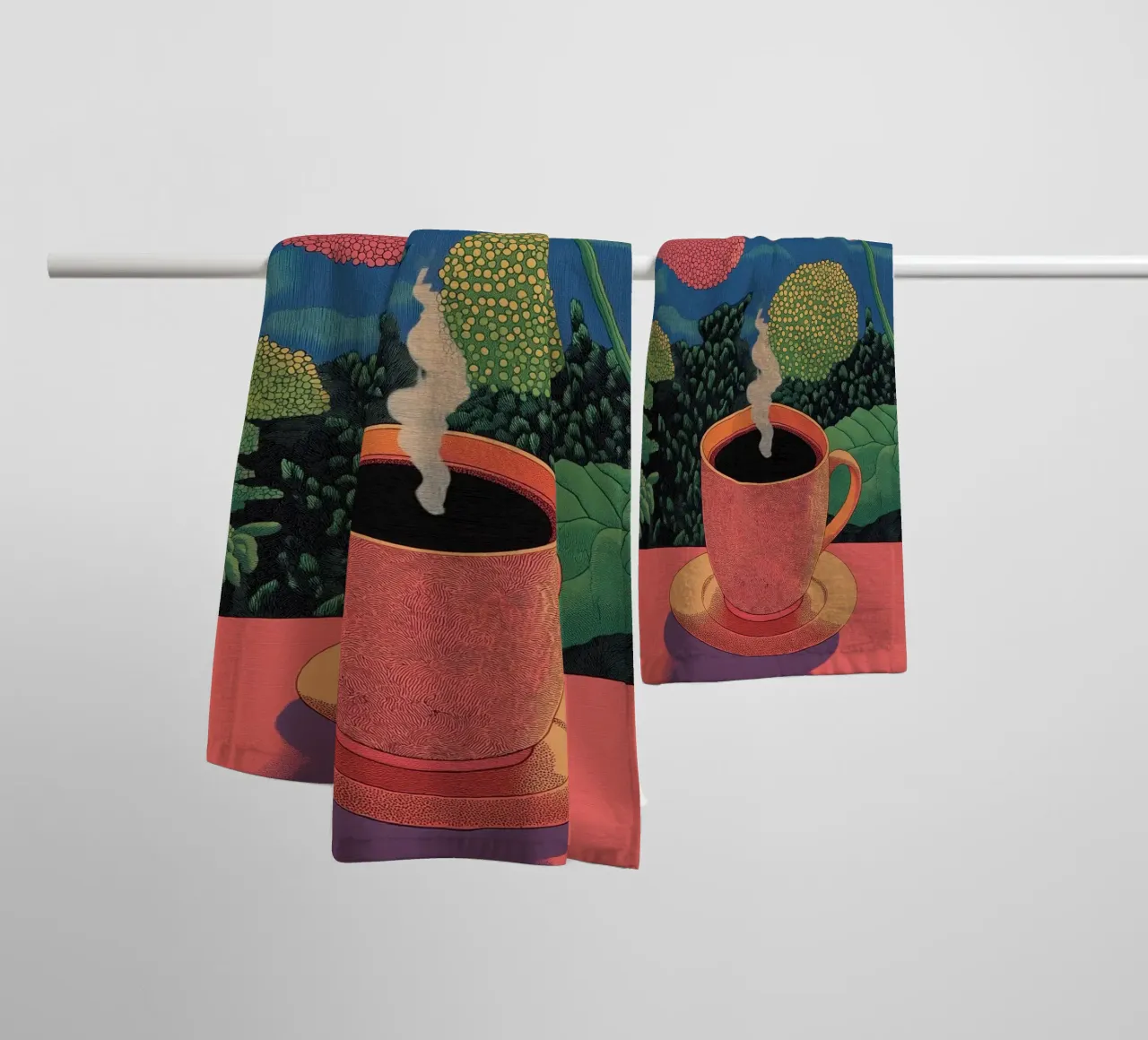 Coffee & Jungle Escape | Stylish Botanical Tropical Forest towel by Kaji