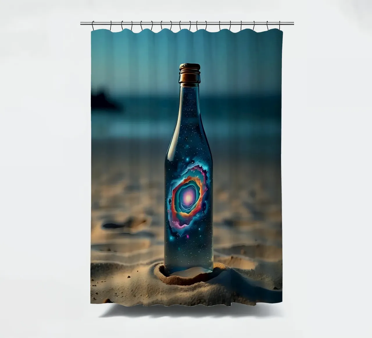 Bottiglia sulla spiaggia_1 tenda da doccia da Fantasie & Mystikwelten by LK