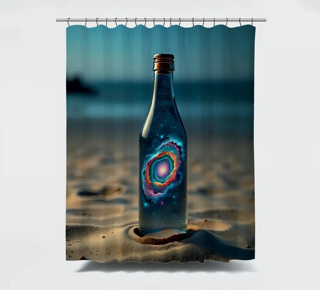 Bottiglia sulla spiaggia_1 tenda da doccia da Fantasie & Mystikwelten by LK