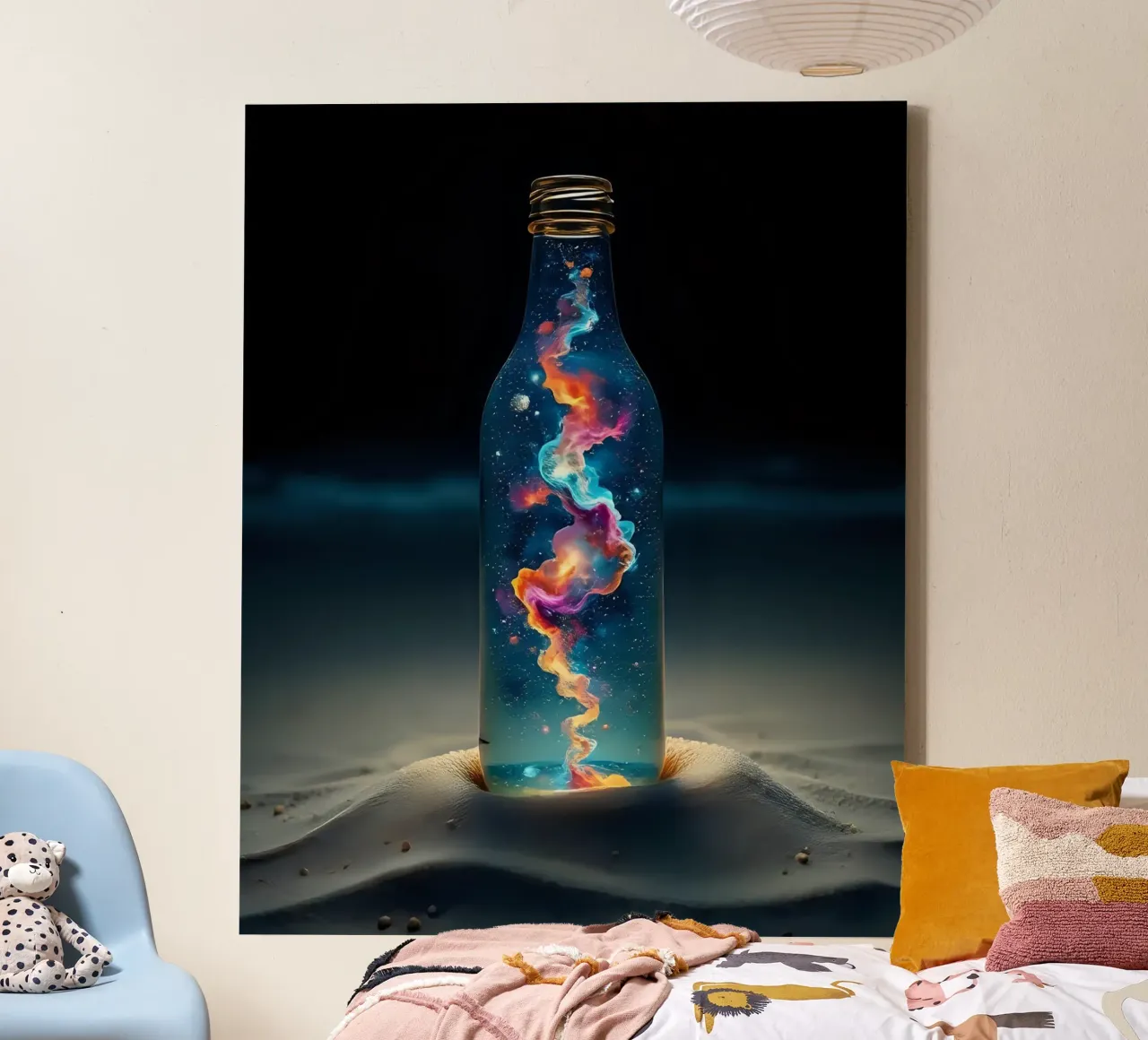 Bottiglia sulla spiaggia_5 tela con Cornice a cassetta da Fantasie & Mystikwelten by LK