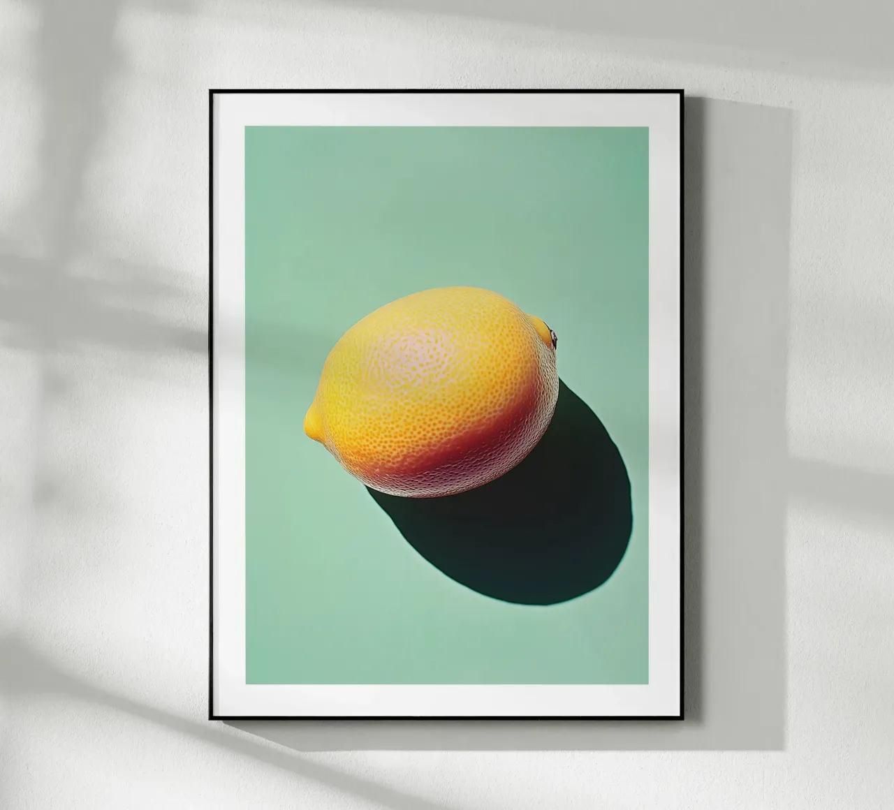 Minimalist lemon on a light green background acrylic glass by Spice & Style