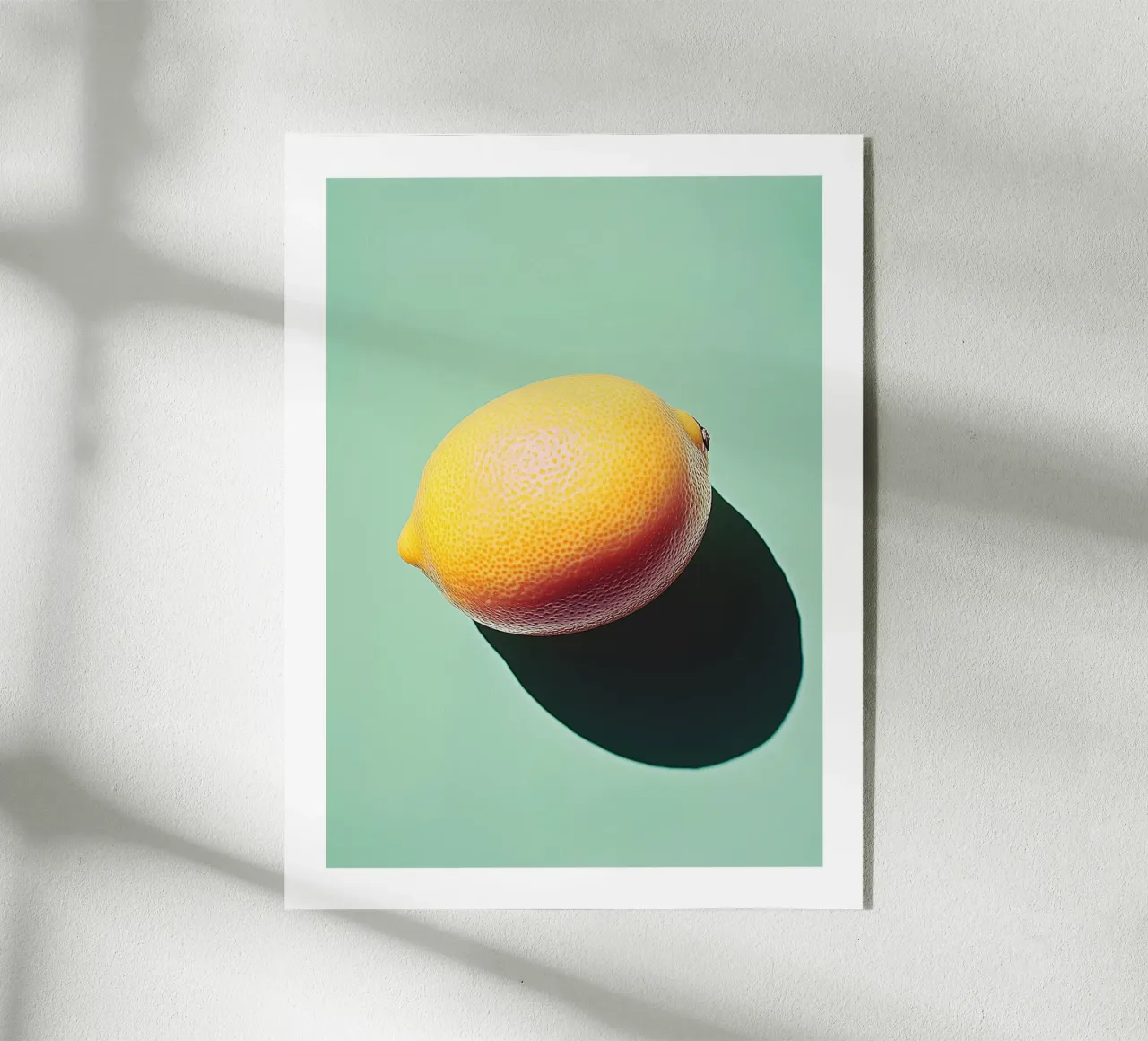Minimalist lemon on a light green background acrylic glass by Spice & Style