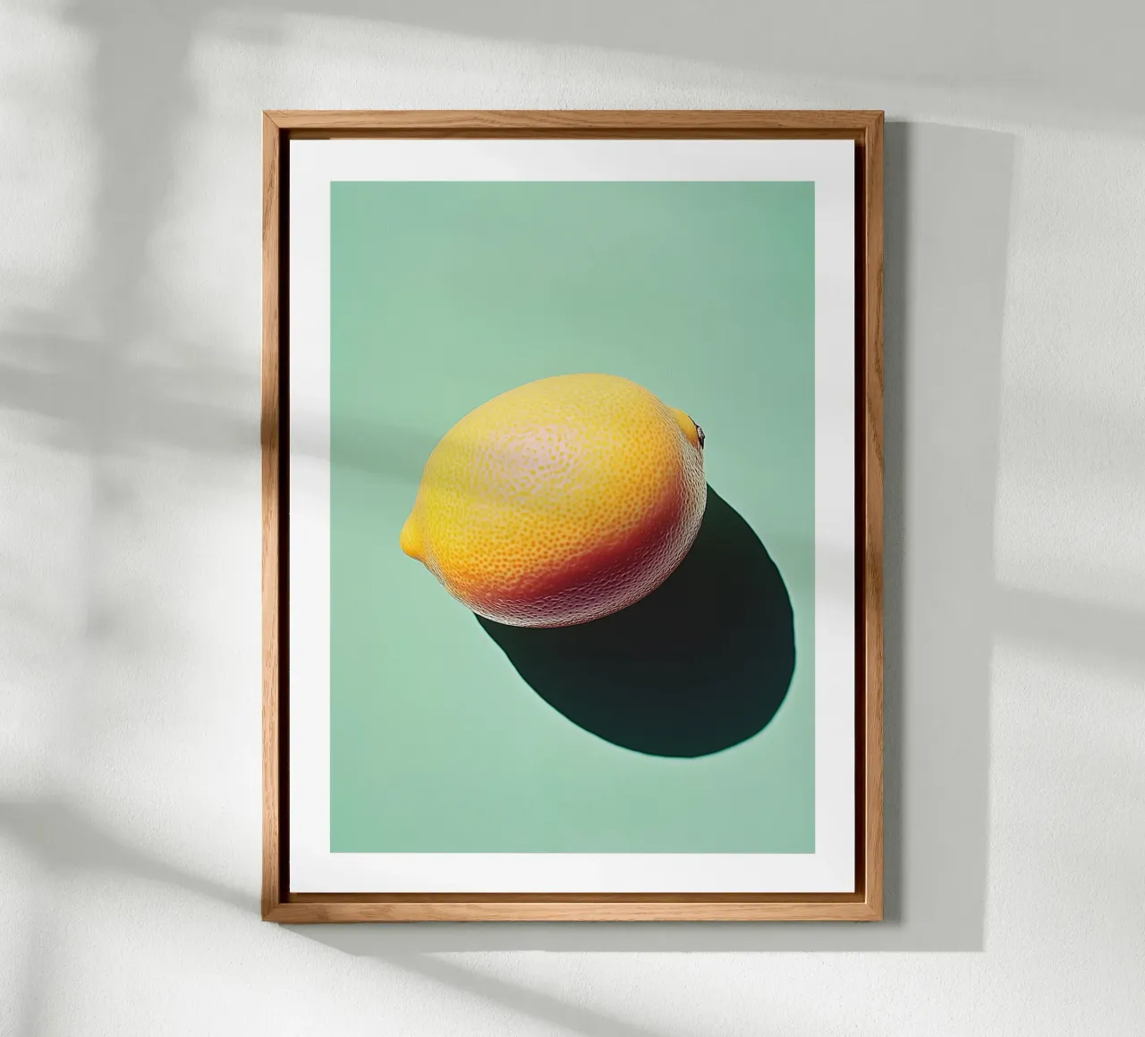Minimalistische Zitrone auf hellgrünem Hintergrund Alu-Dibond von Spice & Style