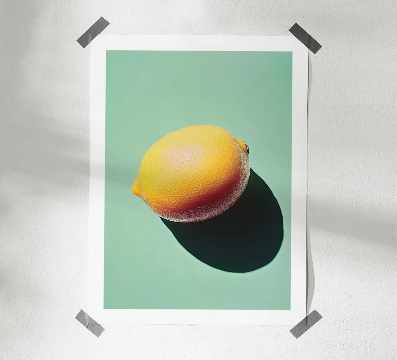 Minimalistische Zitrone auf hellgrünem Hintergrund Hahnemühle von Spice & Style