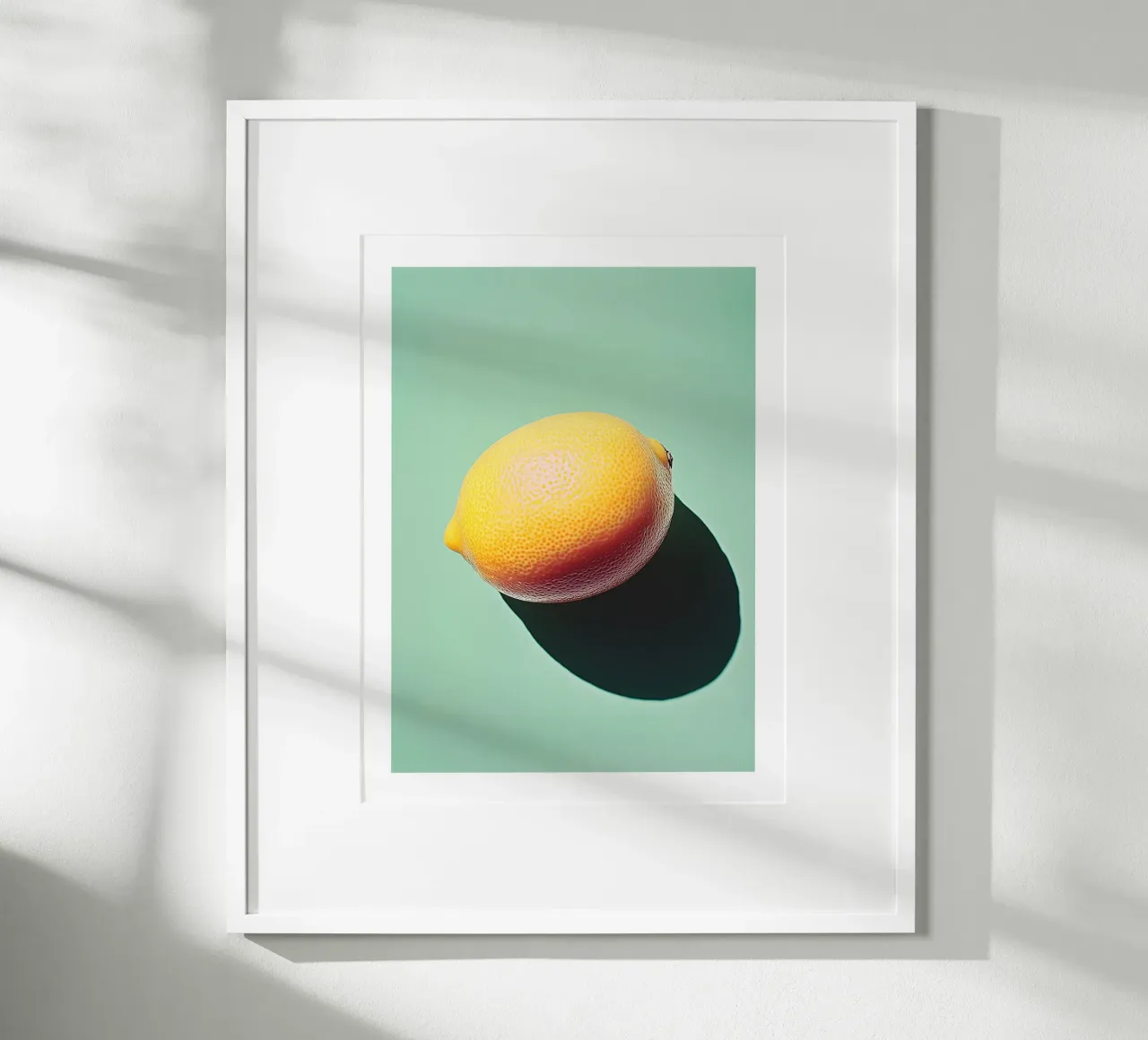 Minimalistische Zitrone auf hellgrünem Hintergrund Hahnemühle von Spice & Style