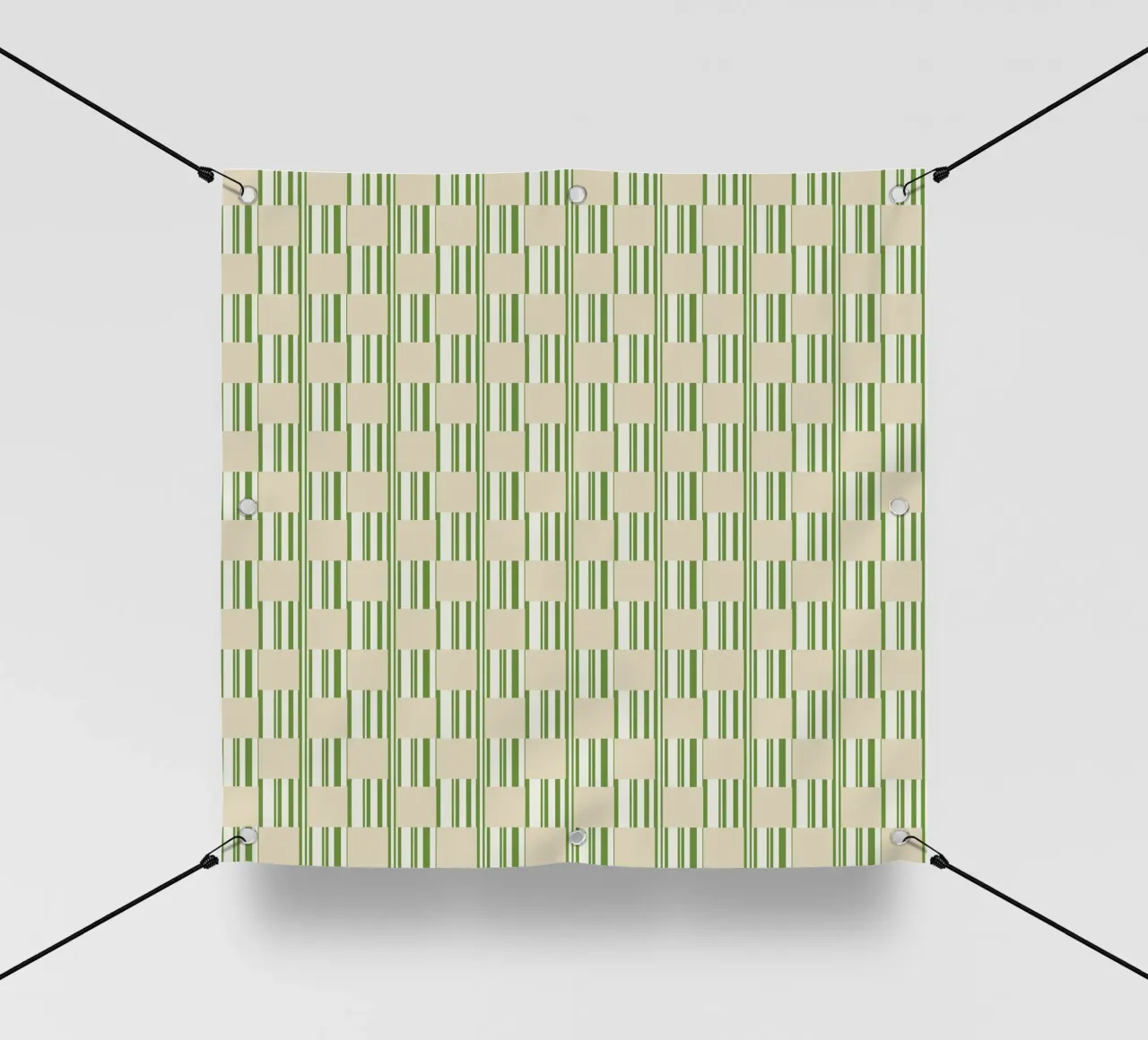 Quadri e righe in verde e beige telo in pvc da Little Dean