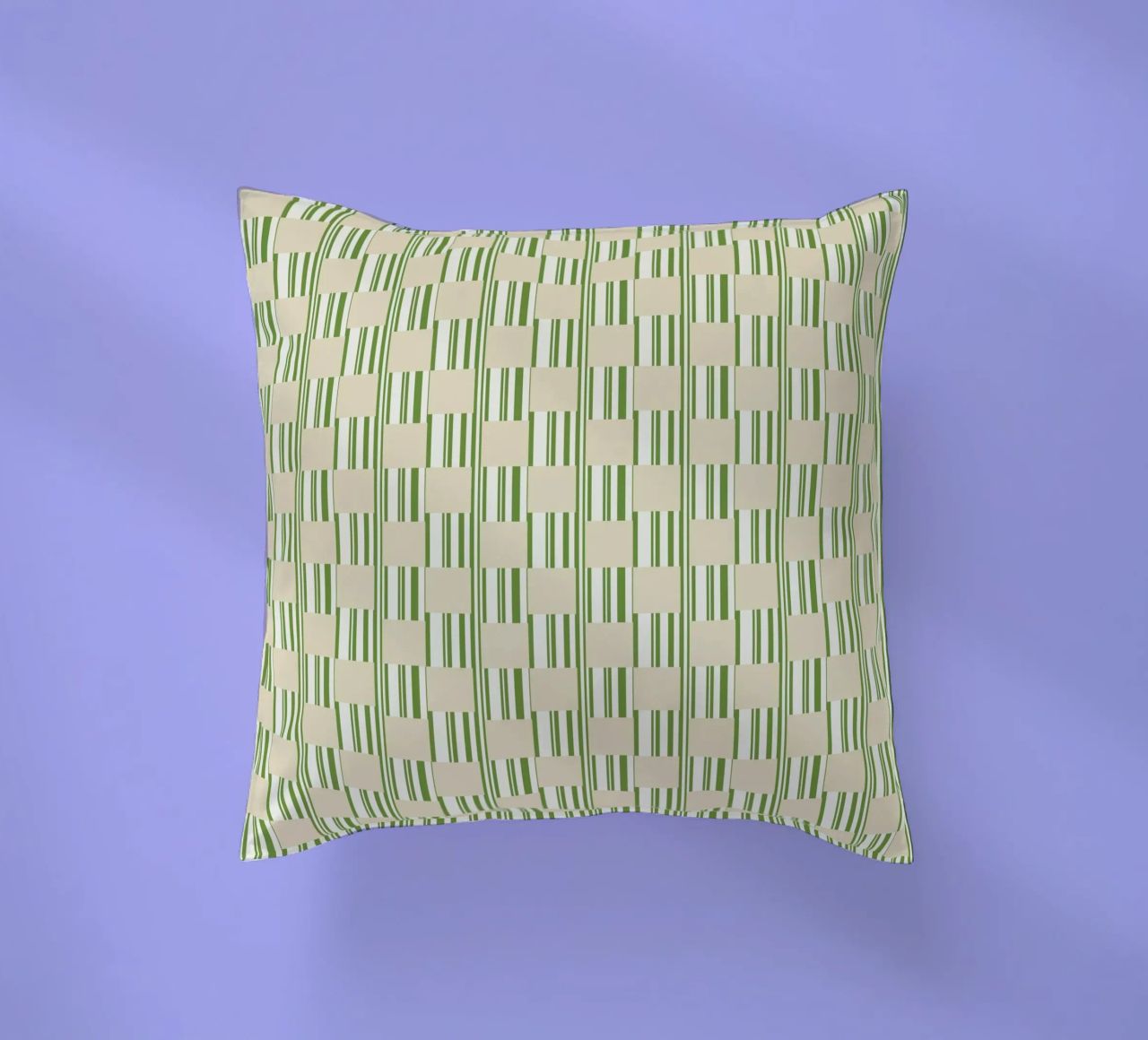 Quadri e righe in verde e beige cuscino da Little Dean