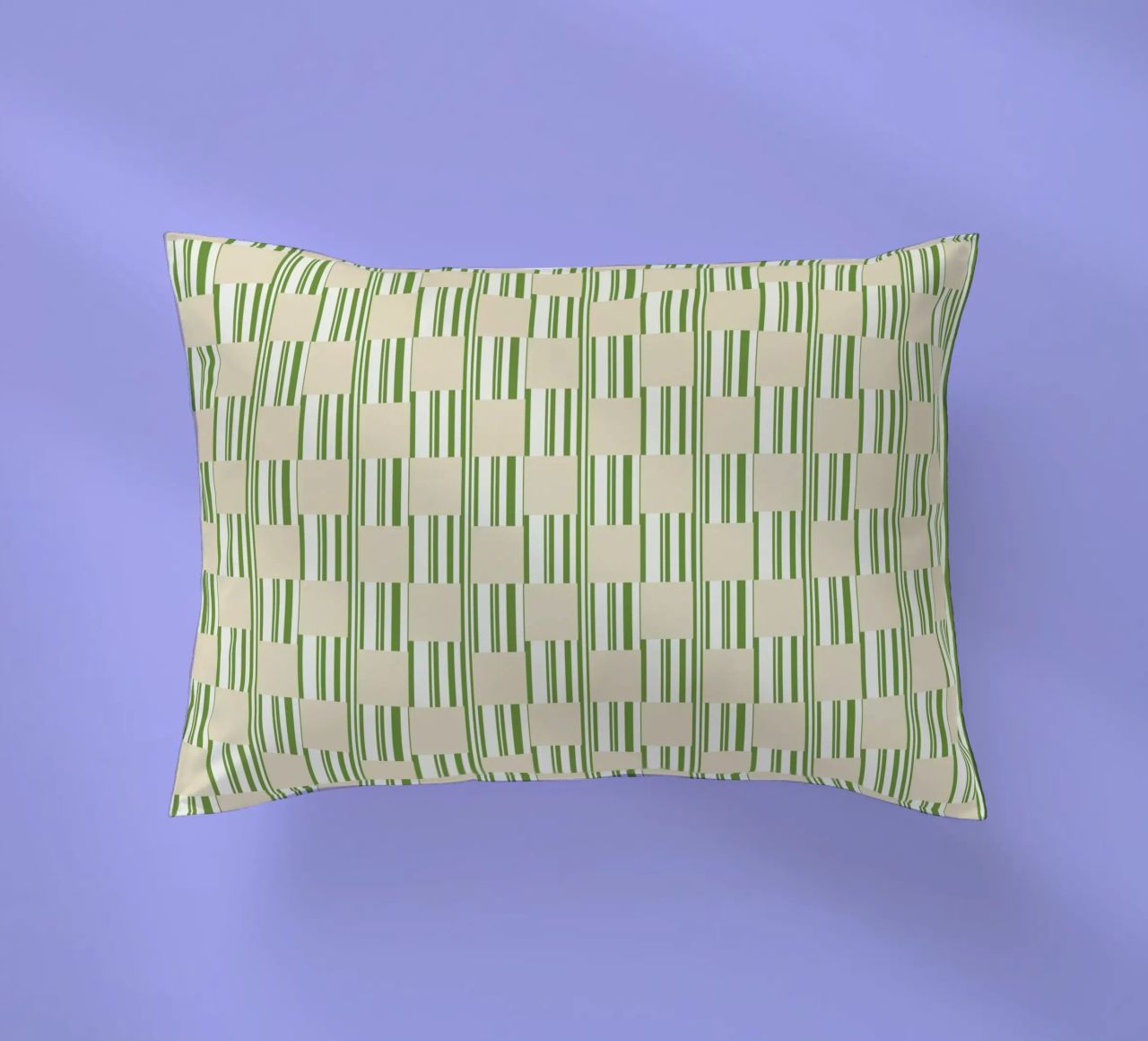 Quadri e righe in verde e beige cuscino da Little Dean