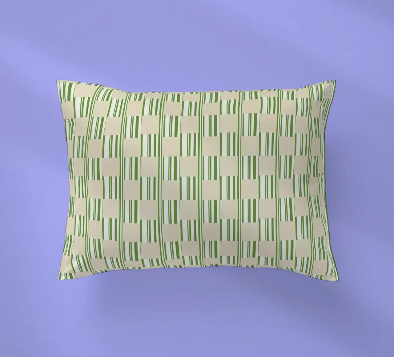 Quadri e righe in verde e beige cuscino da Little Dean