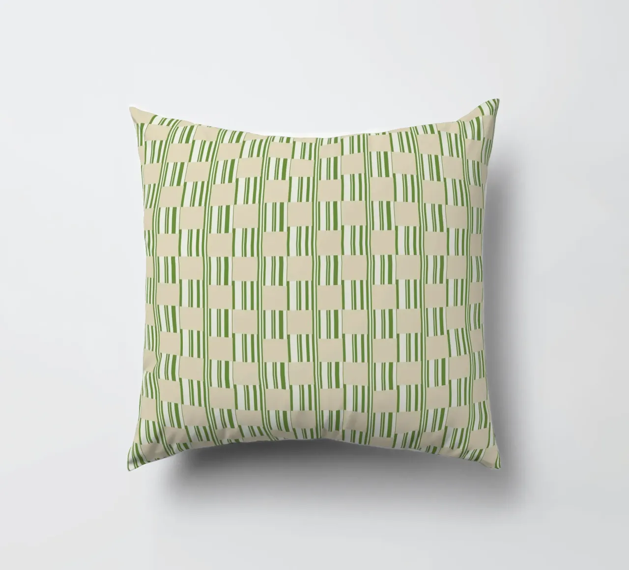 Quadri e righe in verde e beige cuscino da Little Dean