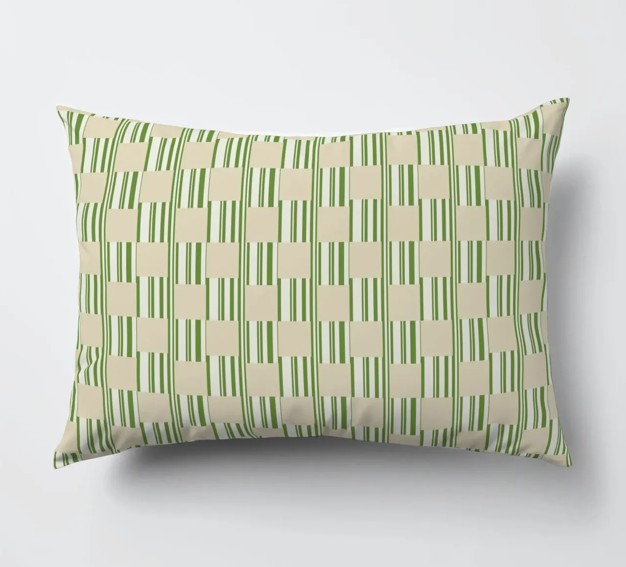 Quadri e righe in verde e beige cuscino da Little Dean
