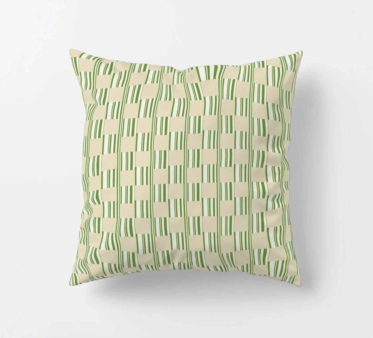 Quadri e righe in verde e beige cuscino da Little Dean