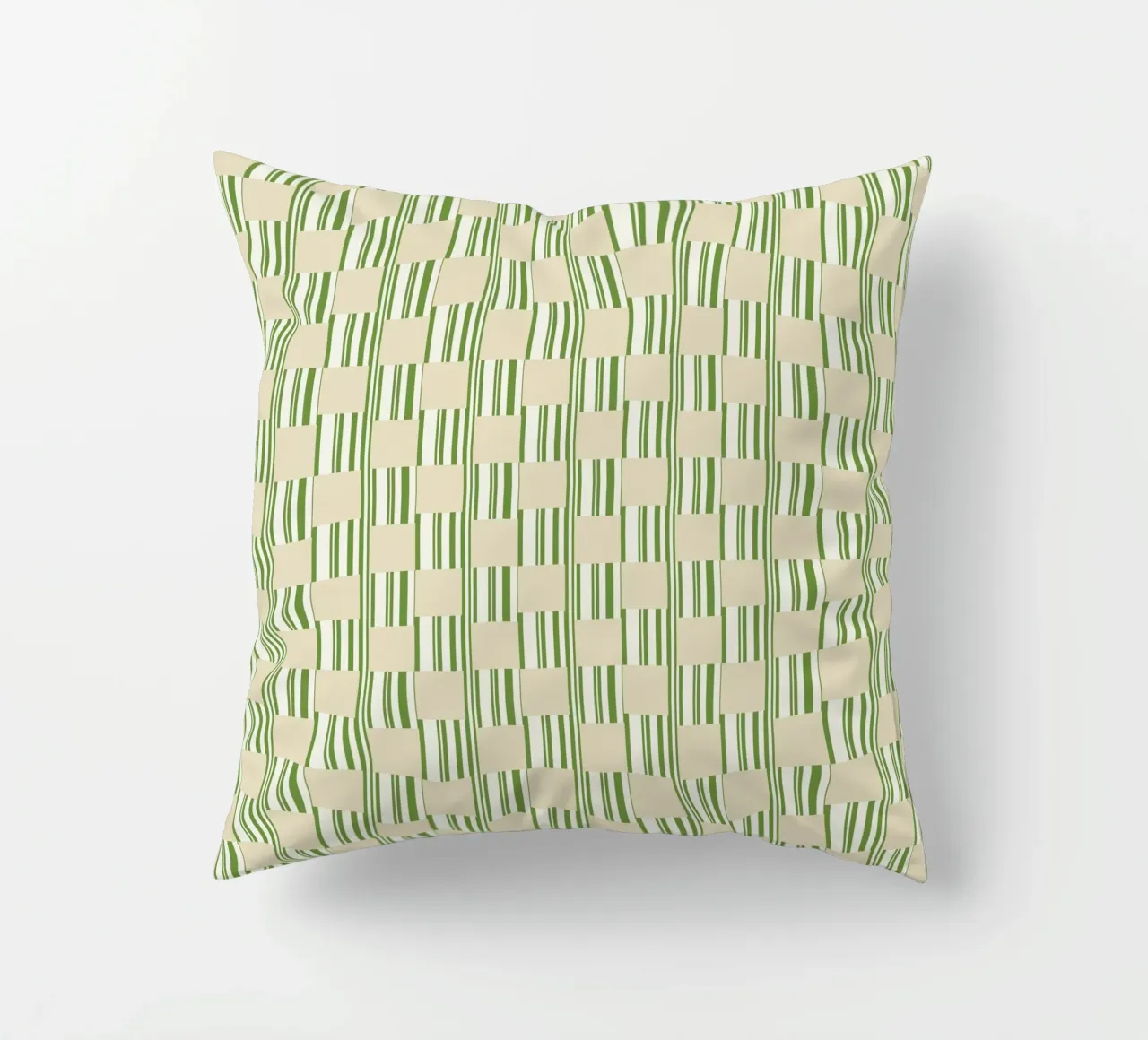 Quadri e righe in verde e beige cuscino da Little Dean