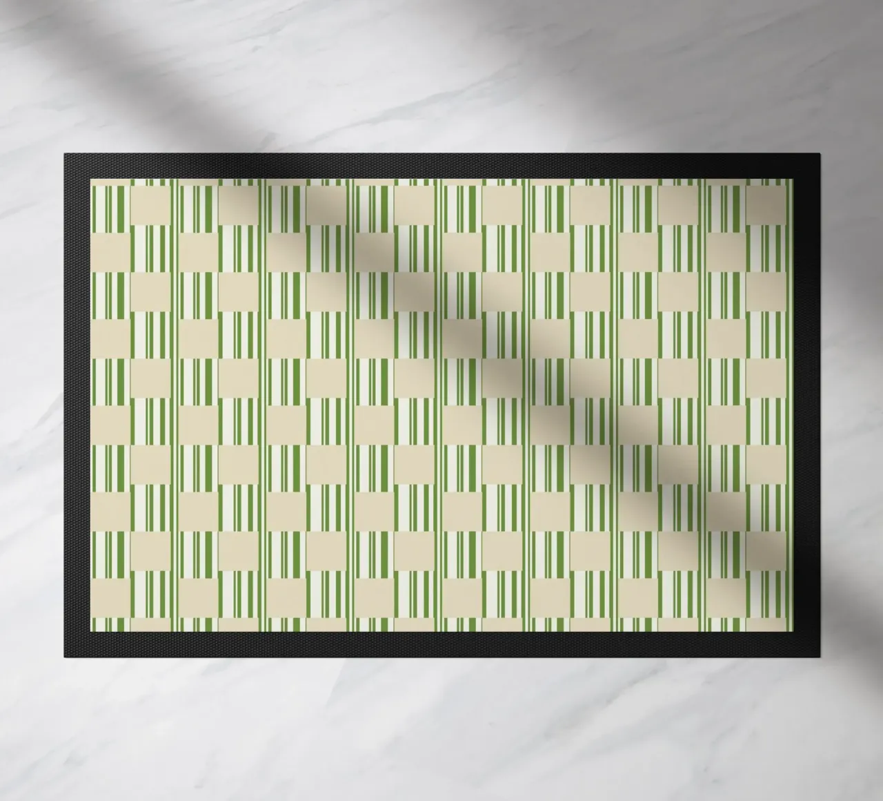 Cuadros y rayas en verde y beige felpudo de Little Dean