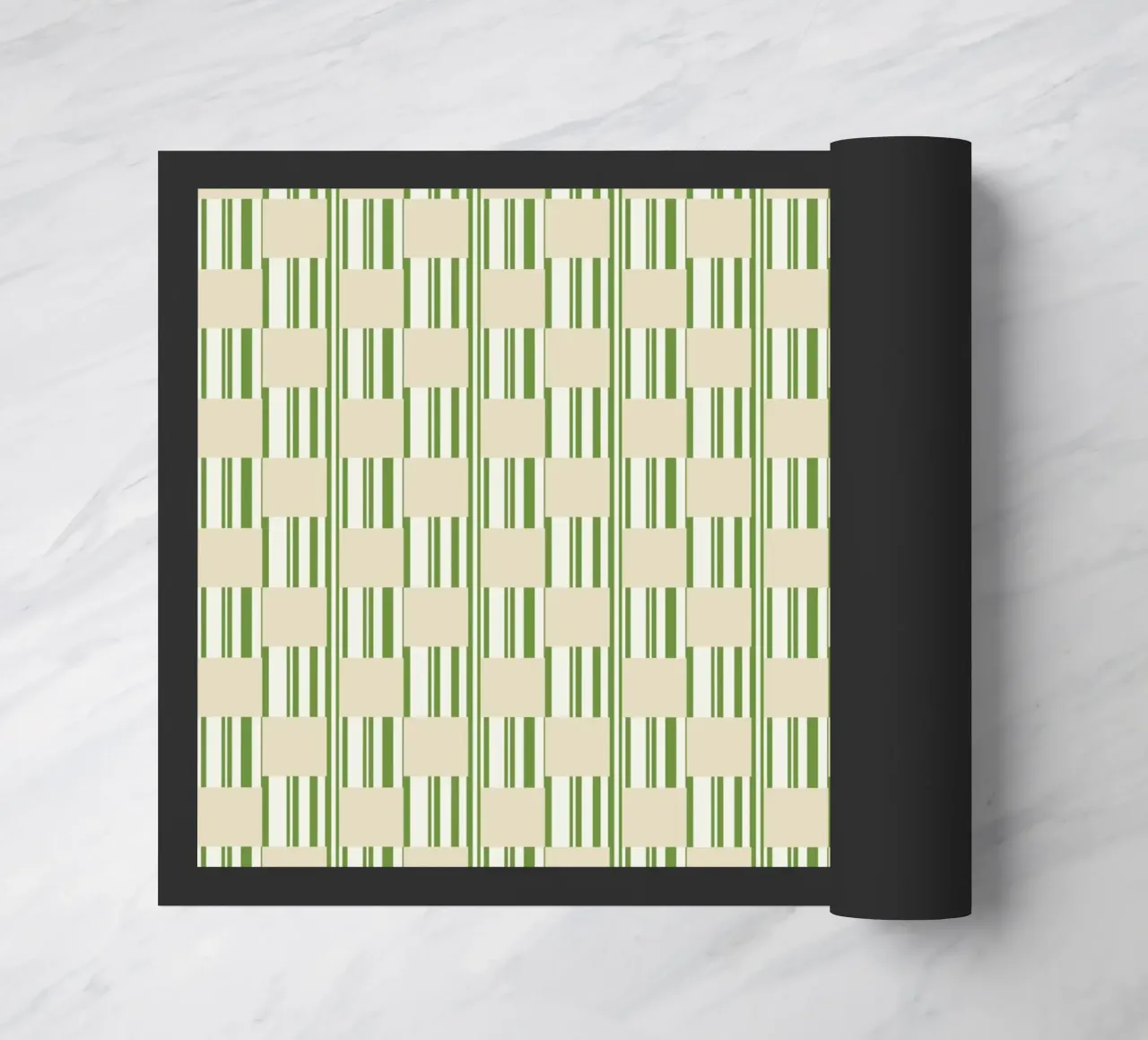 Cuadros y rayas en verde y beige felpudo de Little Dean
