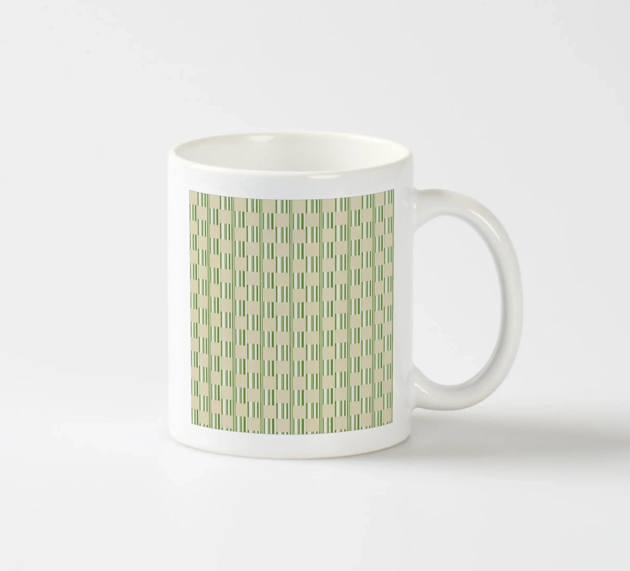 Quadri e righe in verde e beige tazza in ceramica da Little Dean