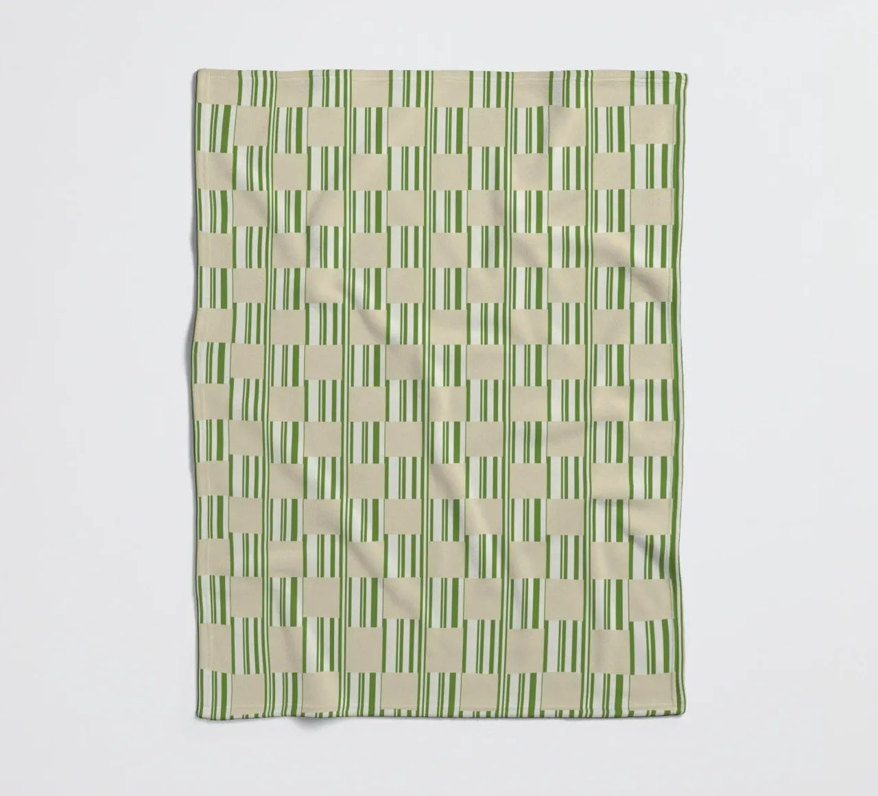 Quadri e righe in verde e beige coperta in pile da Little Dean